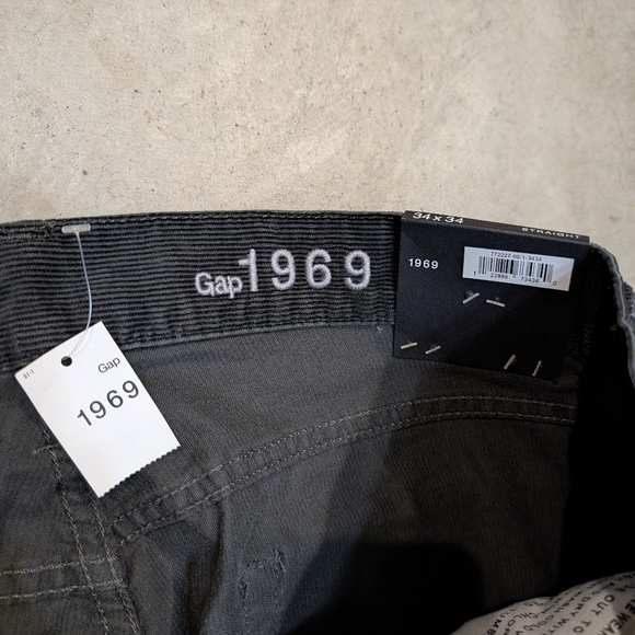 NWT Gap 1969 Black (Eclipse) Corduroy Pants Mens 34x34 Straight Leg - Picture 3 of 5
